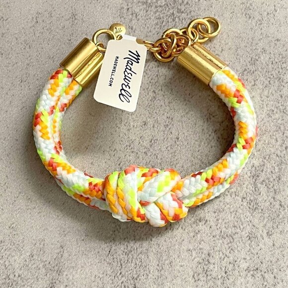 Madewell Jewelry - NWT Madewell Pink Lemonade Knotted Rope Cord Colorful Beachy Bracelet 6.75"-8"